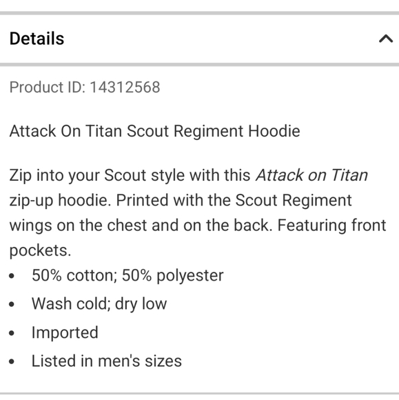 NWT Attack On Titan Scout Regiment Hoodie (Dark Green/Print) - Hot Topic - Picture 4 of 7